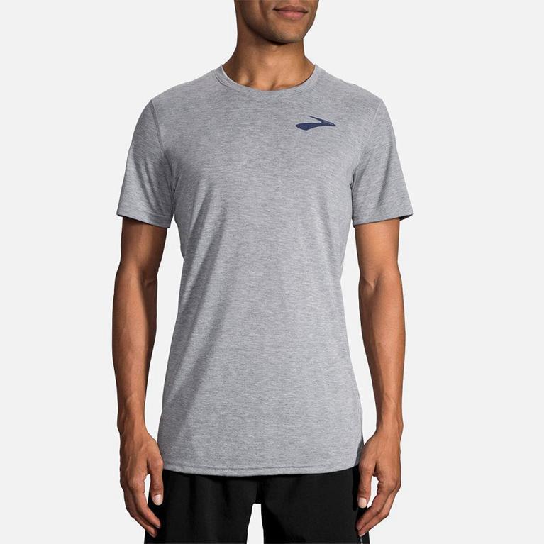 Brooks Distance Graphic Short Sleeve Running Shirt - Men's - Grey (03745-WYKI)